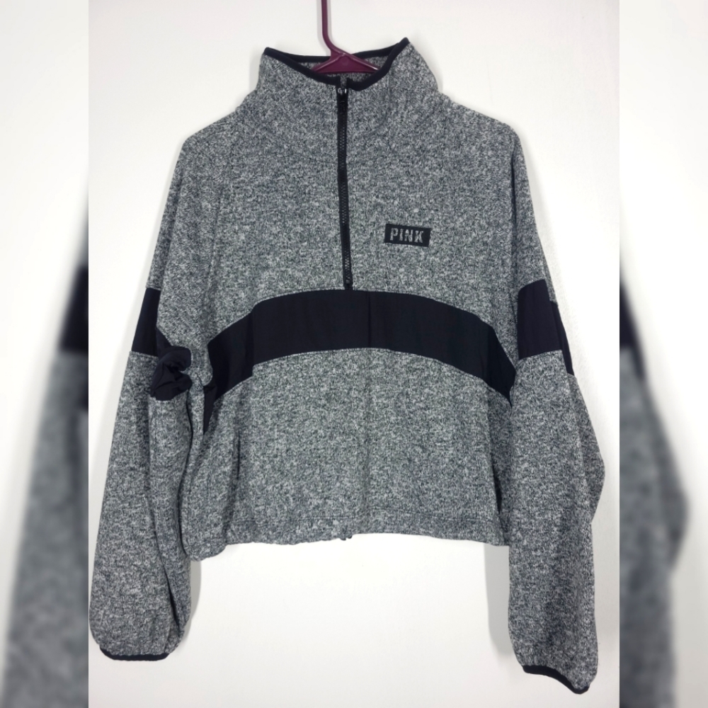 PINK Half Zip Jacket Gray Medium